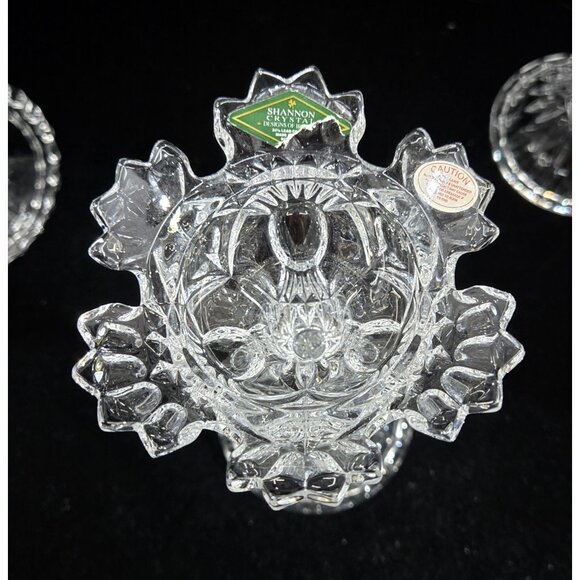 Shannon by Godinger 24% Lead Crystal Royal Crown Candlestick Pair-NEW - Picture 3 of 9
